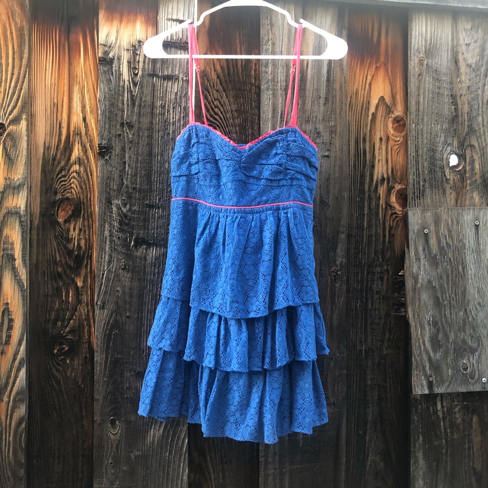 Hollister Royal Blue Lace Tiered Ruffle Dress